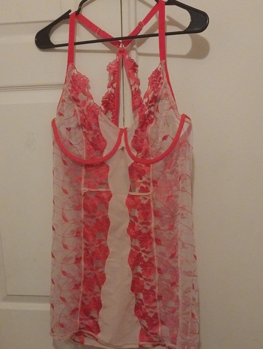 torrid Coral Lace-Trim Sheer Chemise